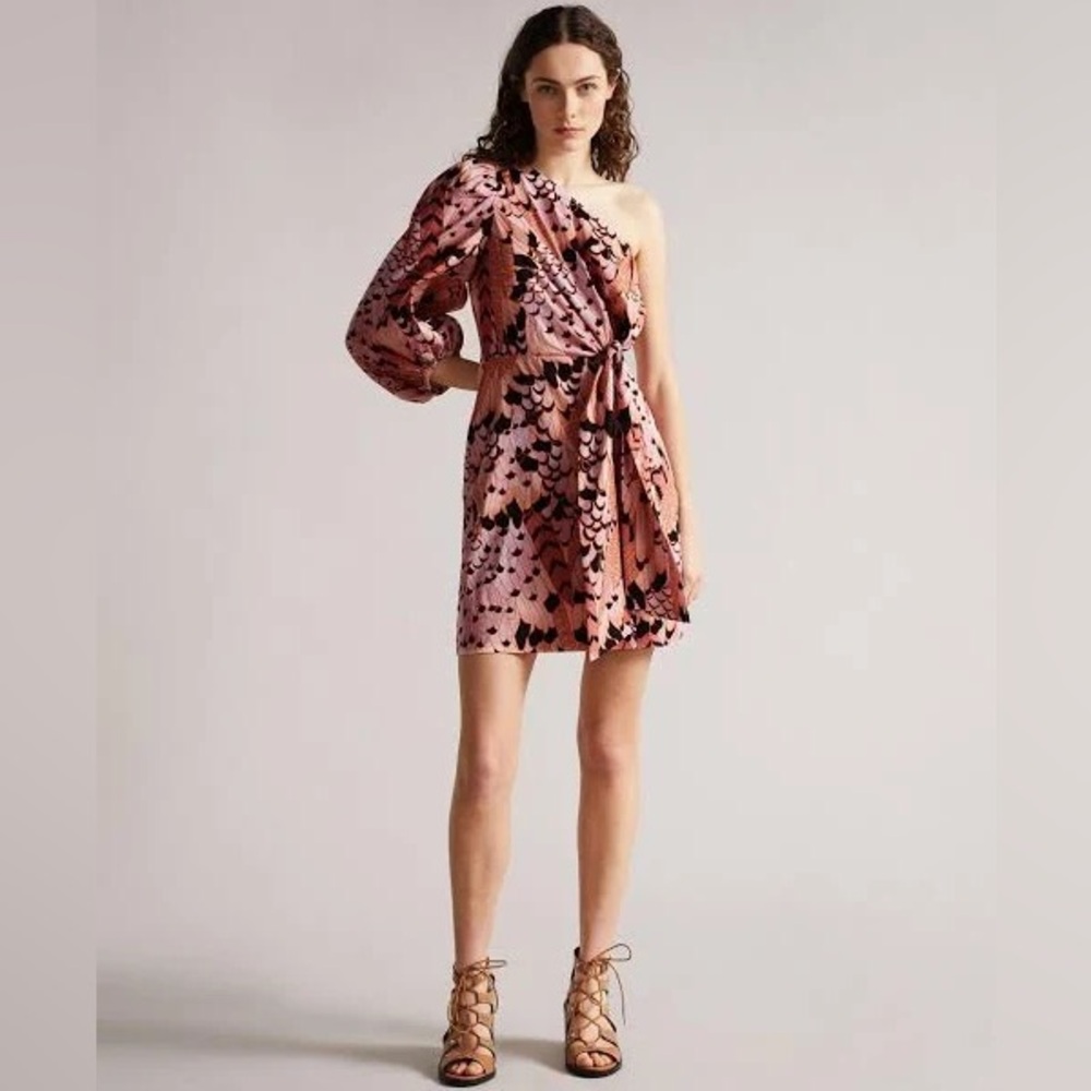 NWOT Ted Baker Elegant Pink One-Shoulder Mini Dress